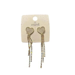 MINT HEART EARRINGS IN WHITE WITH SPARKLES DANGLES